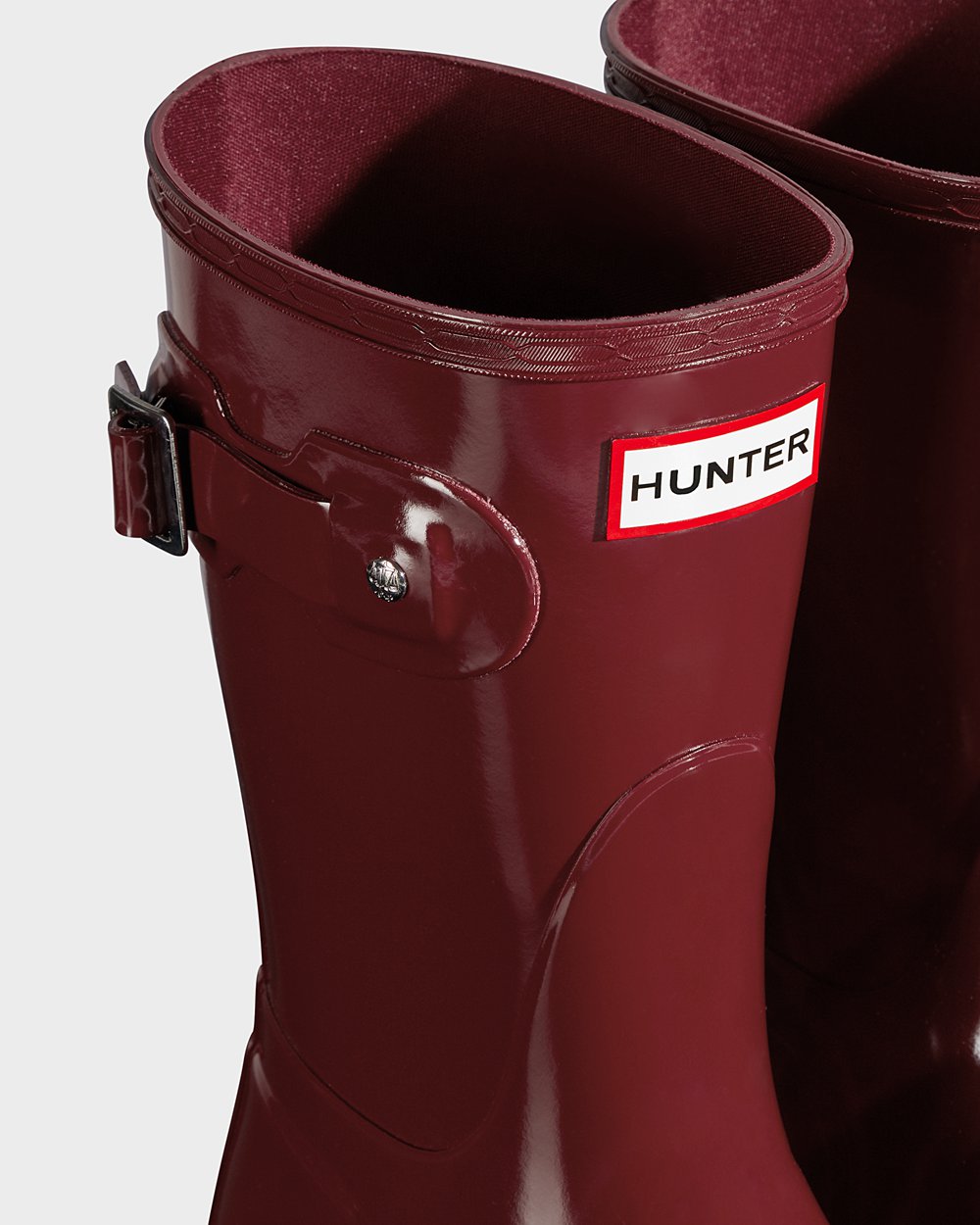 Women Hunter Original Gloss | Short Rain Boots Grey Red | NZ-93150-XDWL